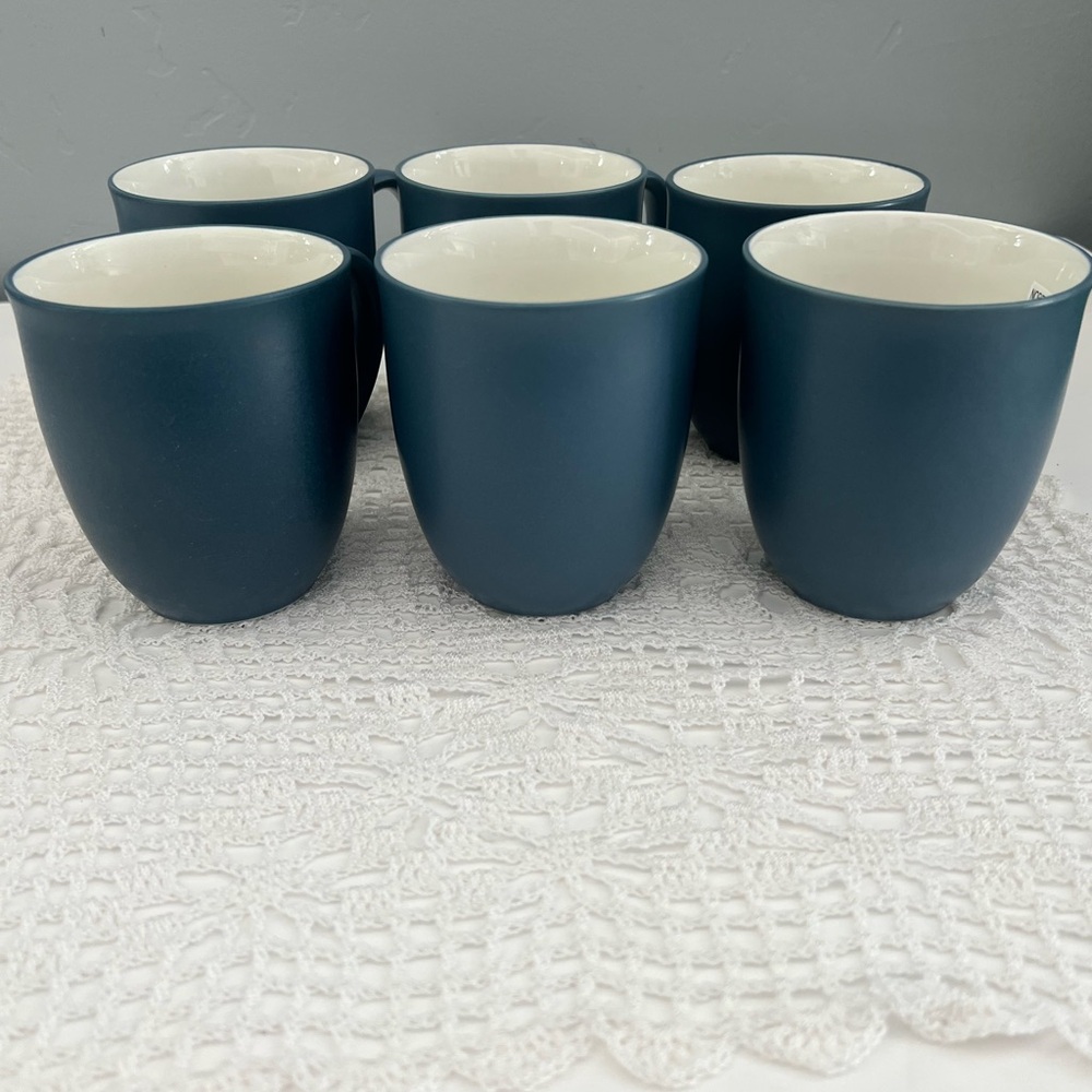 NWT Noritake Colorwave Set of 6 Blue Mug Coffee Cups 10oz #8484